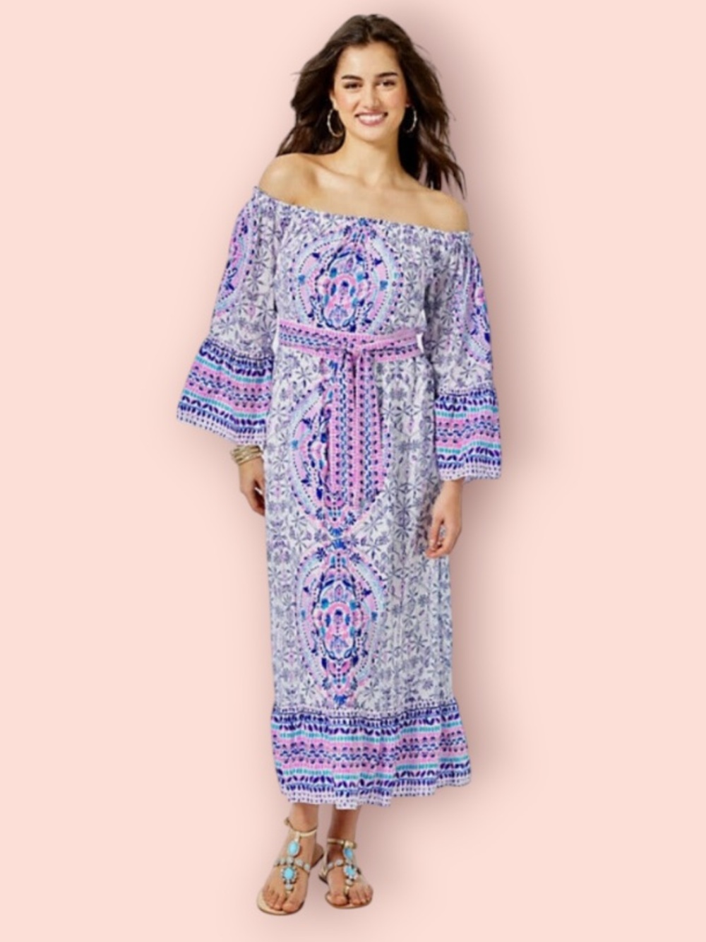 LILLY PULITZER Abigaile Off Shoulder Midi Dress